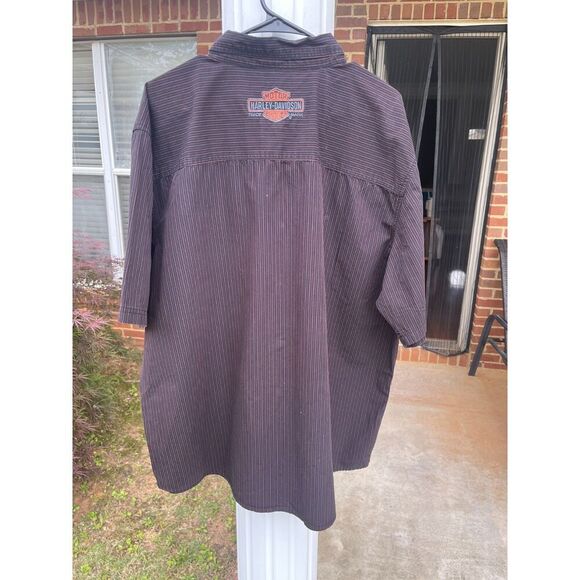 Harley-Davidson Pre-Luxe Mens Button Up Shirt Size 2XL Black Striped 100% Cotton - Picture 2 of 10